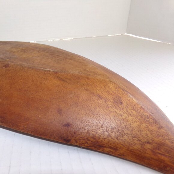 Vintage Large Wood Carved Leaf Bowl Plate - Picture 14 of 14